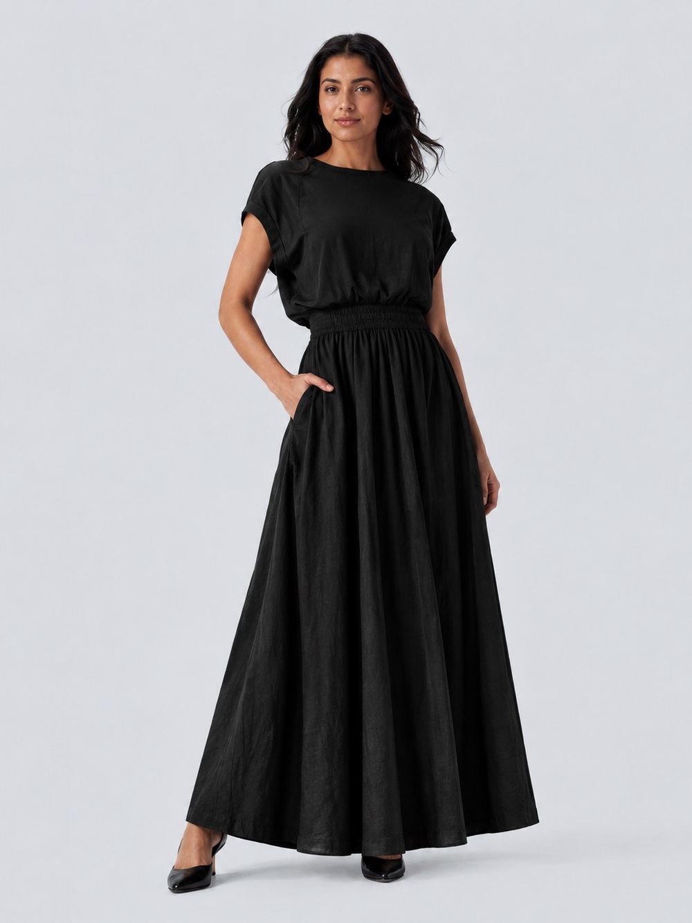 NWT Halara SoCinched Tummy Control Batwing Sleeve Maxi Dress XL